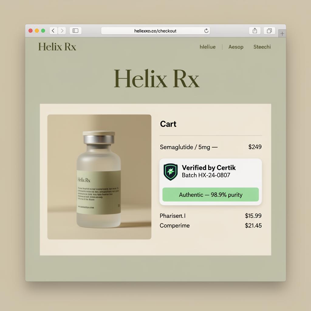 Helix Rx product page with CertikLabs verified badge